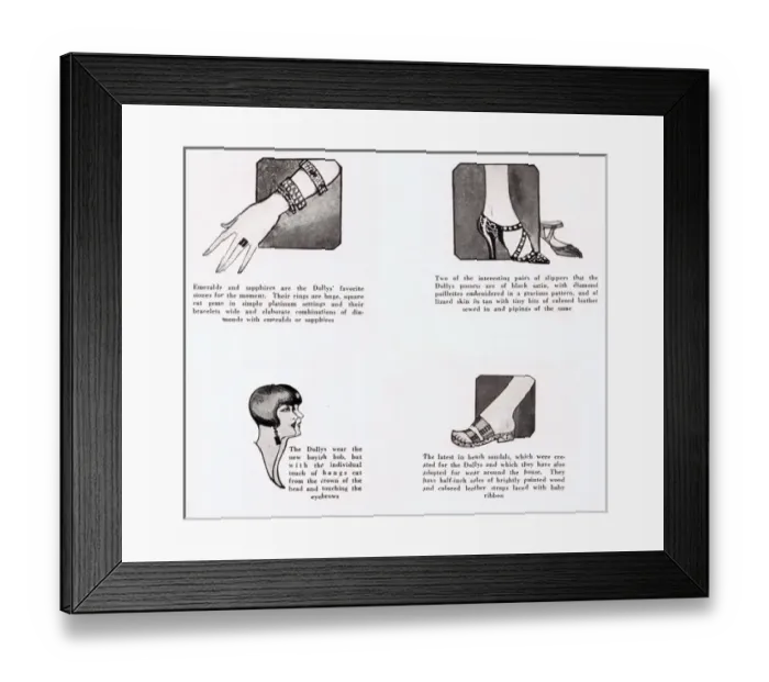 Framed Print : The Dolly Sisters fashion look and accessories Framed Print : The Dolly Sisters fashion look and accessories