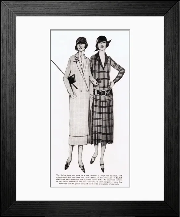 Framed Print : Dolly Sisters new fashion look modelling Patou outfits