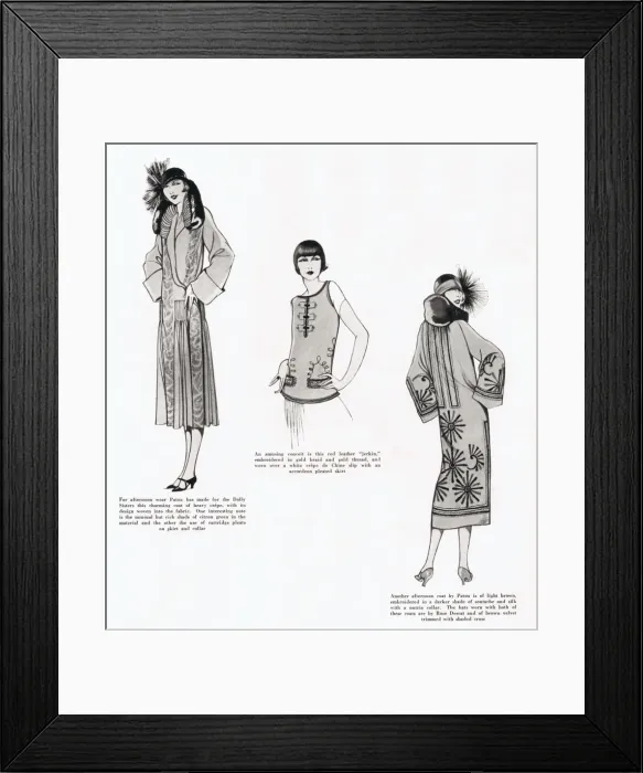 Framed Print : Three models by Patou for The Dolly Sisters, Spring 1924 Framed Print : Three models by Patou for The Dolly Sisters, Spring 1924