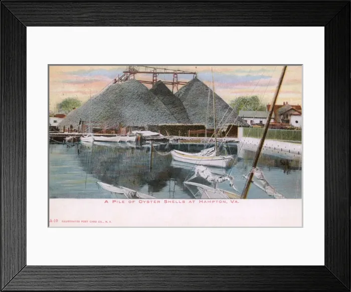 Framed Print : Piles of oyster shells, Hampton, Virginia, USA Framed Print : Piles of oyster shells, Hampton, Virginia, USA