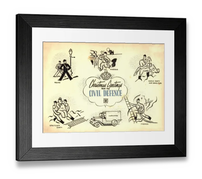 Framed Print : WW2 Christmas card, Civil Defence Framed Print : WW2 Christmas card, Civil Defence