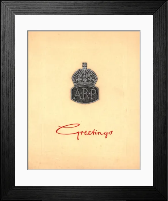 Framed Print : WW2 Christmas card, ARP Framed Print : WW2 Christmas card, ARP