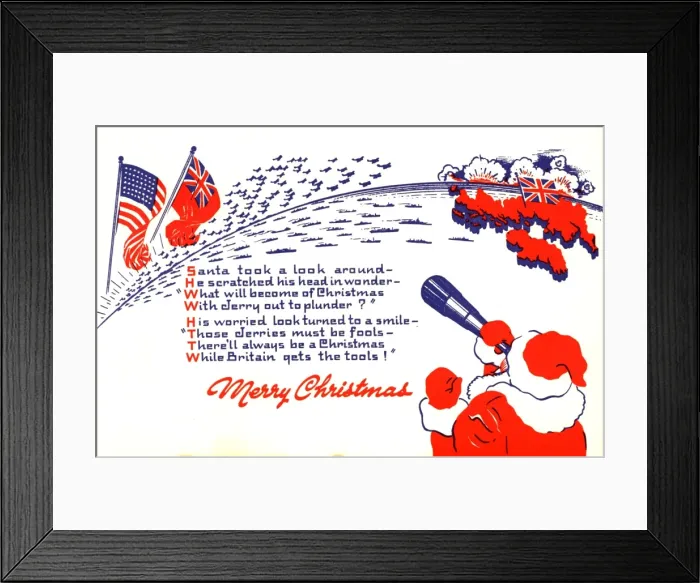Framed Print : WW2 Christmas card, Father Christmas Framed Print : WW2 Christmas card, Father Christmas