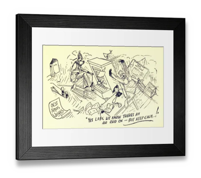 Framed Print : WW2 Christmas card, air raid Framed Print : WW2 Christmas card, air raid
