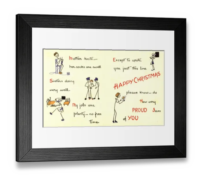 Framed Print : WW2 Christmas card from home