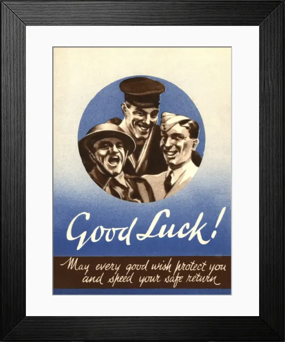 Framed Print : WW2 greetings card, Good Luck Framed Print : WW2 greetings card, Good Luck