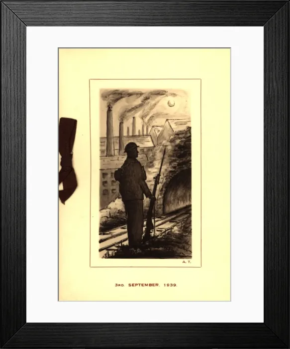 Framed Print : WW2 Christmas card, guard duty Framed Print : WW2 Christmas card, guard duty