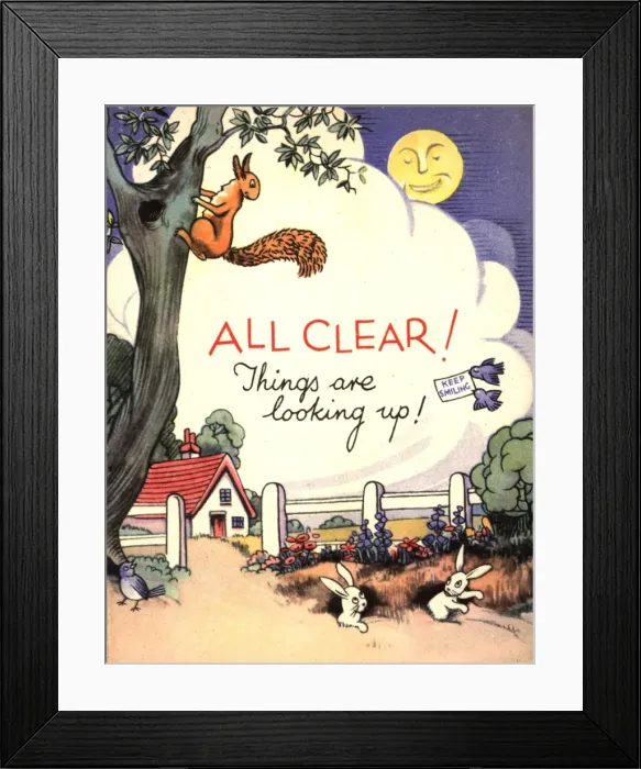 Framed Print : WW2 birthday card, All Clear Framed Print : WW2 birthday card, All Clear