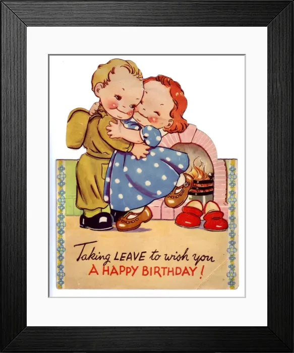 Framed Print : WW2 birthday card, home on leave Framed Print : WW2 birthday card, home on leave