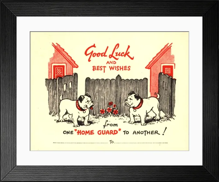 Framed Print : WW2 greetings card, two bulldogs Framed Print : WW2 greetings card, two bulldogs