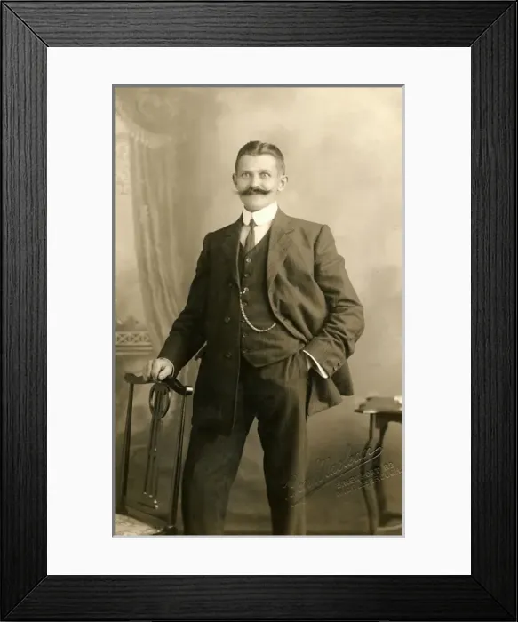 Framed Print : Smartly dressed man with a magnificent moustache Framed Print : Smartly dressed man with a magnificent moustache