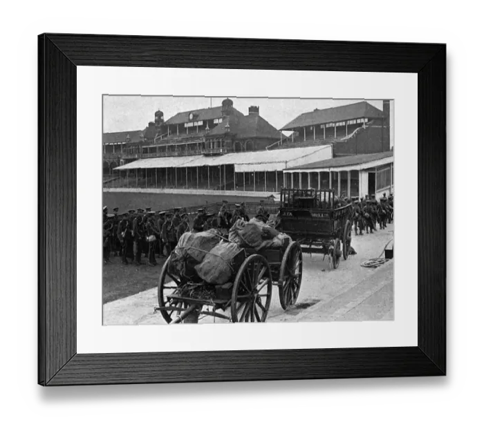 Framed Print : Mobilisation scenes at the Oval cricket ground, WW1 Framed Print : Mobilisation scenes at the Oval cricket ground, WW1