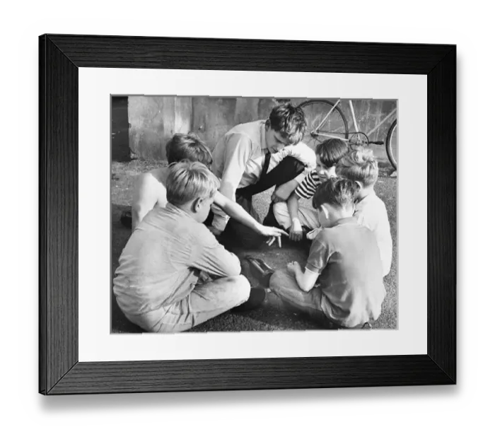 Framed Print : Boys playing with bottle, Balham, SW London Framed Print : Boys playing with bottle, Balham, SW London