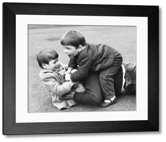 Framed Print : Three boys fighting, Balham, SW London Framed Print : Three boys fighting, Balham, SW London
