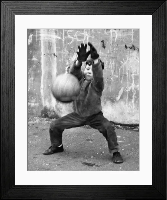 Framed Print : Small boy with football in Balham, SW London Framed Print : Small boy with football in Balham, SW London