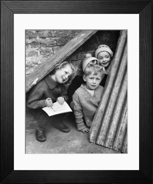 Framed Print : Group of children on pavement, Balham, SW London Framed Print : Group of children on pavement, Balham, SW London