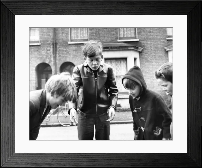 Framed Print : Boys playing in a street, Balham, SW London Framed Print : Boys playing in a street, Balham, SW London