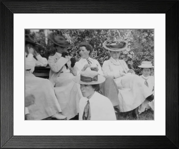 Framed Print : Women in hats in garden Framed Print : Women in hats in garden