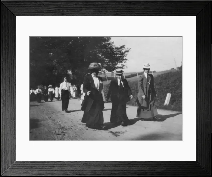 Framed Print : Group in hats walking Framed Print : Group in hats walking