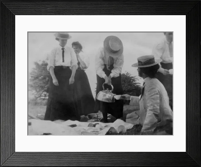 Framed Print : Pouring tea at a picnic Framed Print : Pouring tea at a picnic