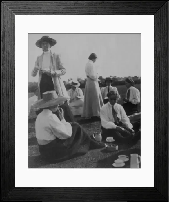 Framed Print : Group drinking tea on grass Framed Print : Group drinking tea on grass