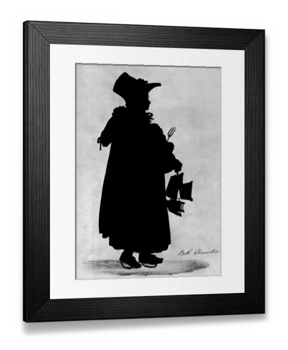 Framed Print : Isabella Lucas, hawker of tin-wear good, Edouart silhouette Framed Print : Isabella Lucas, hawker of tin-wear good, Edouart silhouette