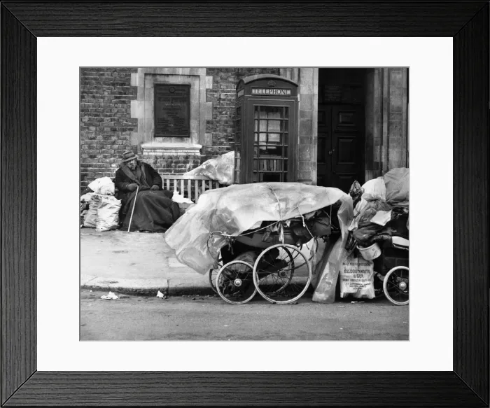 Framed Print : Tramp on a Balham street, SW London Framed Print : Tramp on a Balham street, SW London