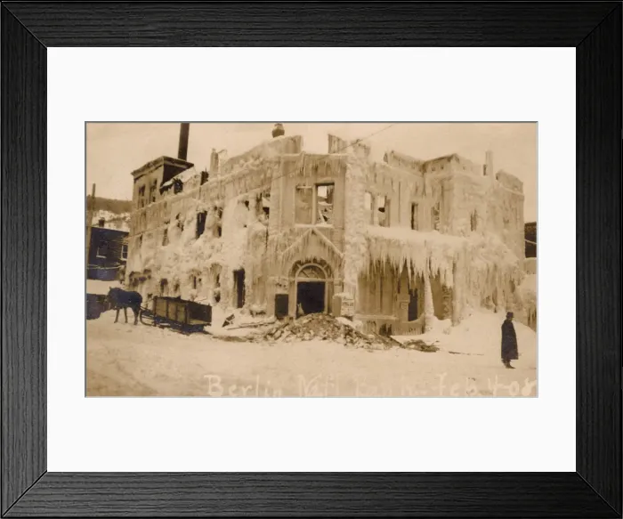 Framed Print : Building with icicles, Berlin, New Hampshire, USA Framed Print : Building with icicles, Berlin, New Hampshire, USA