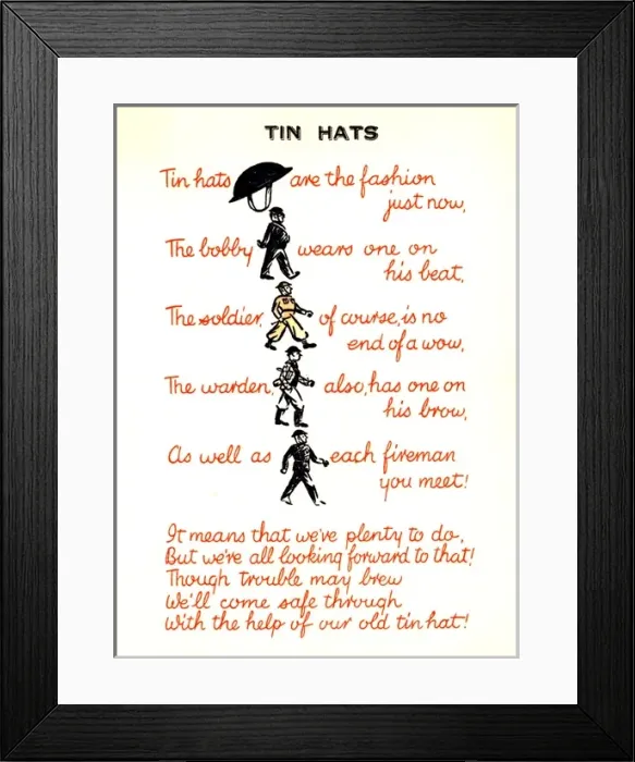 Framed Print : WW2 Christmas card, Tin Hats Framed Print : WW2 Christmas card, Tin Hats