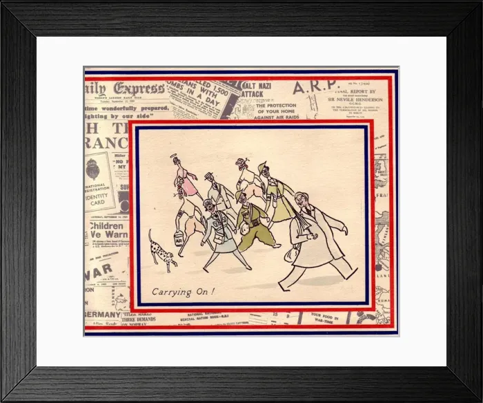 Framed Print : WW2 Christmas card, Carrying On Framed Print : WW2 Christmas card, Carrying On