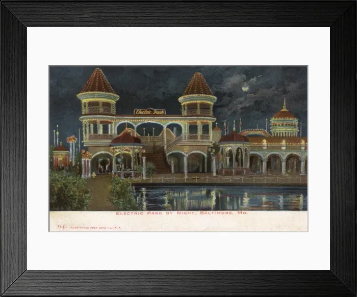 Framed Print : Night view of Electric Park, Baltimore, Maryland, USA Framed Print : Night view of Electric Park, Baltimore, Maryland, USA