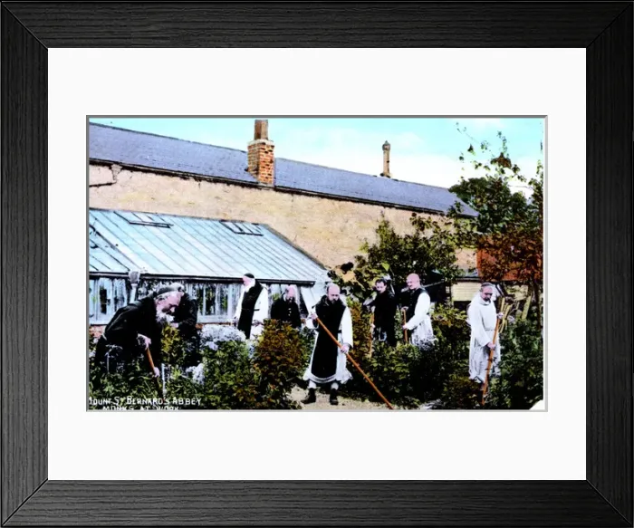 Framed Print : Monks at Work, Mount St Bernhards Abbey, Leicestershire Framed Print : Monks at Work, Mount St Bernhards Abbey, Leicestershire