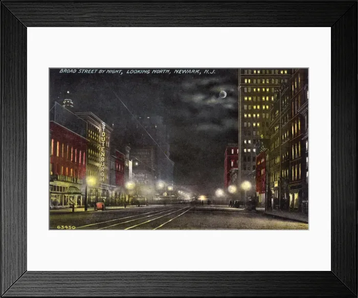 Framed Print : Night view of Broad Street, Newark, New Jersey, USA Framed Print : Night view of Broad Street, Newark, New Jersey, USA