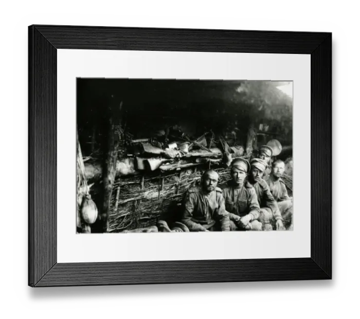 Framed Print : WW1 - Russian Dukhovischensky Regiment soldiers in dug-out Framed Print : WW1 - Russian Dukhovischensky Regiment soldiers in dug-out
