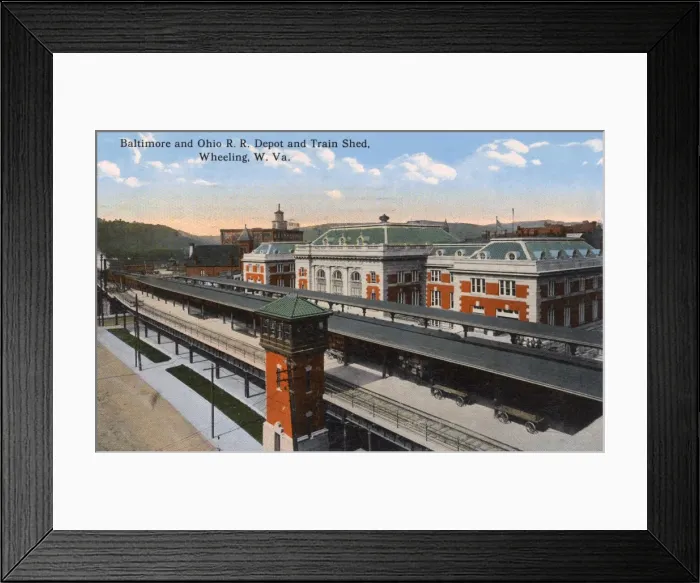 Framed Print : Railway depot and train shed, Wheeling, West Virginia, USA Framed Print : Railway depot and train shed, Wheeling, West Virginia, USA