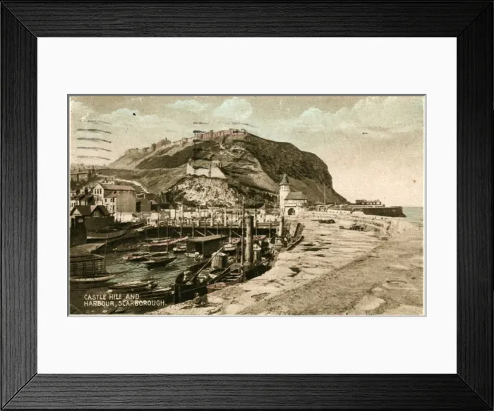 Framed Print : Castle Hill & Harbour, Scarborough, Yorkshire Framed Print : Castle Hill & Harbour, Scarborough, Yorkshire