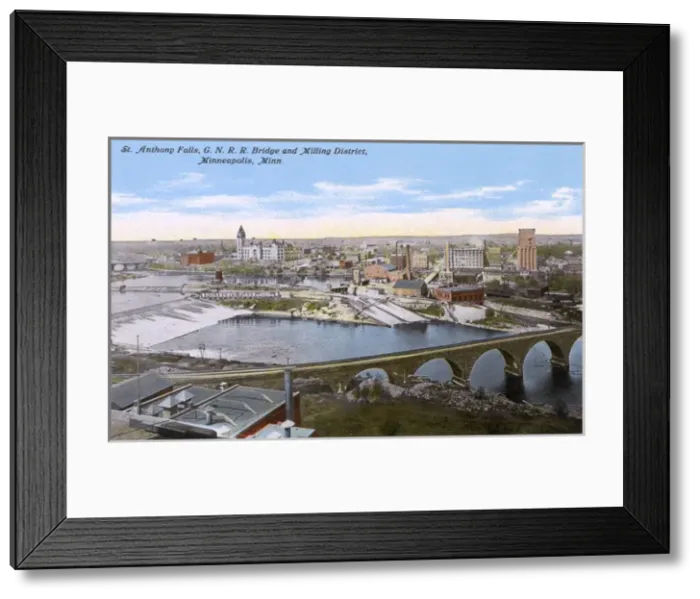 Framed Print : Falls, bridge and milling district, Minneapolis, Minn, USA Framed Print : Falls, bridge and milling district, Minneapolis, Minn, USA