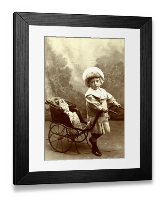 Framed Print : Little boy with a toy rickshaw Framed Print : Little boy with a toy rickshaw