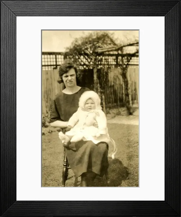 Framed Print : Mother and baby in the garden Framed Print : Mother and baby in the garden