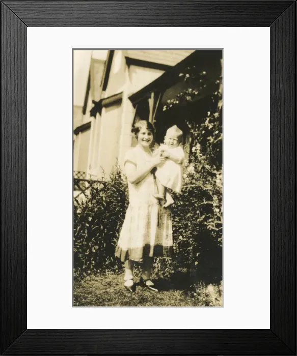 Framed Print : Mother and baby in the garden Framed Print : Mother and baby in the garden