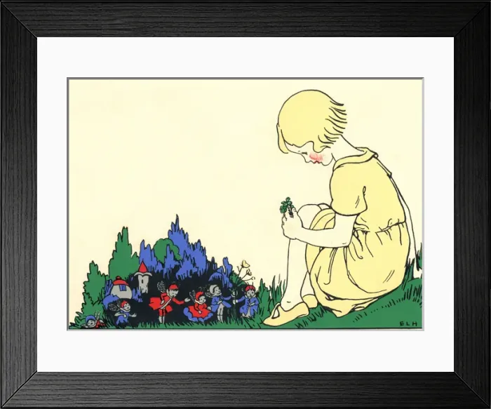 Framed Print : A girl discovers a group of pixies Framed Print : A girl discovers a group of pixies