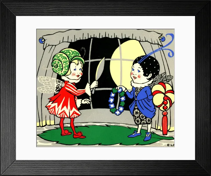 Framed Print : Two little pixies with hats Framed Print : Two little pixies with hats