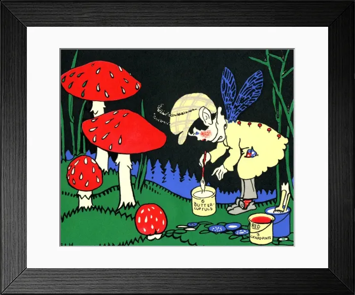 Framed Print : Pixie painting toadstools Framed Print : Pixie painting toadstools