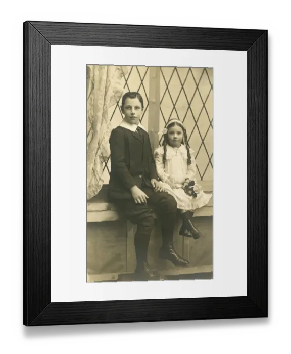 Framed Print : Two smartly dressed little children Framed Print : Two smartly dressed little children
