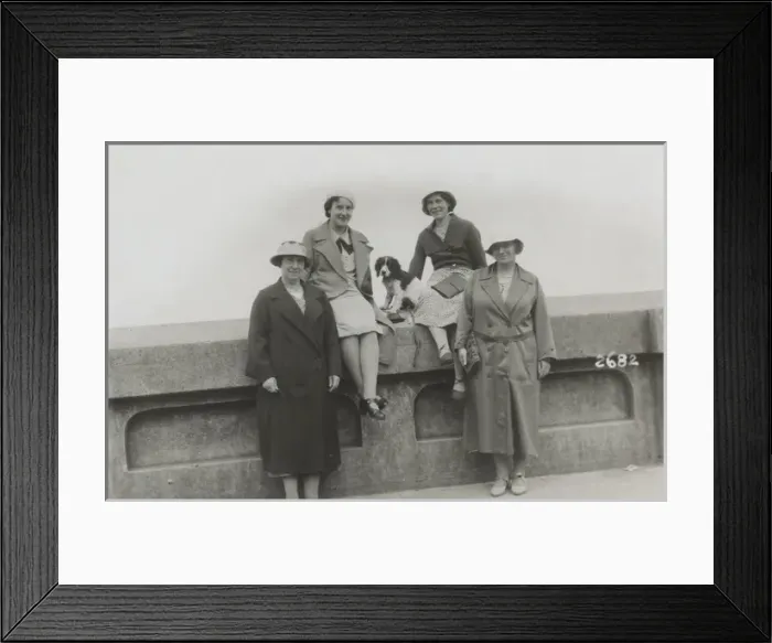 Framed Print : Four women and a dog on holiday Framed Print : Four women and a dog on holiday