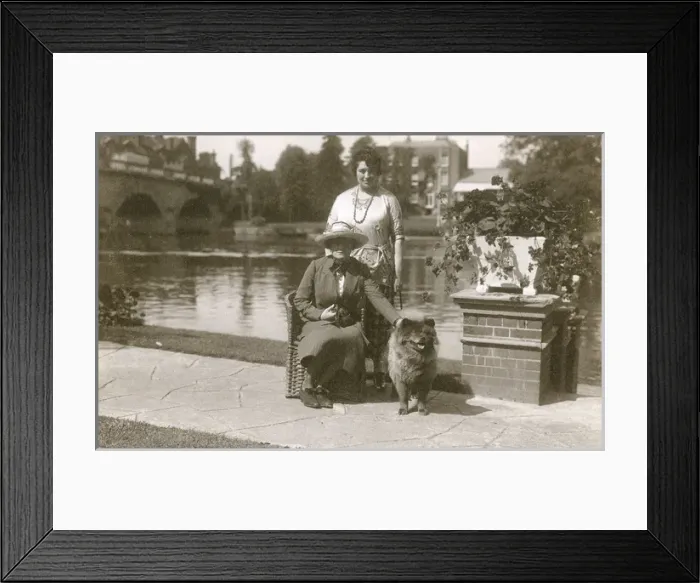 Framed Print : Two women and a dog at East Sheen, West London Framed Print : Two women and a dog at East Sheen, West London
