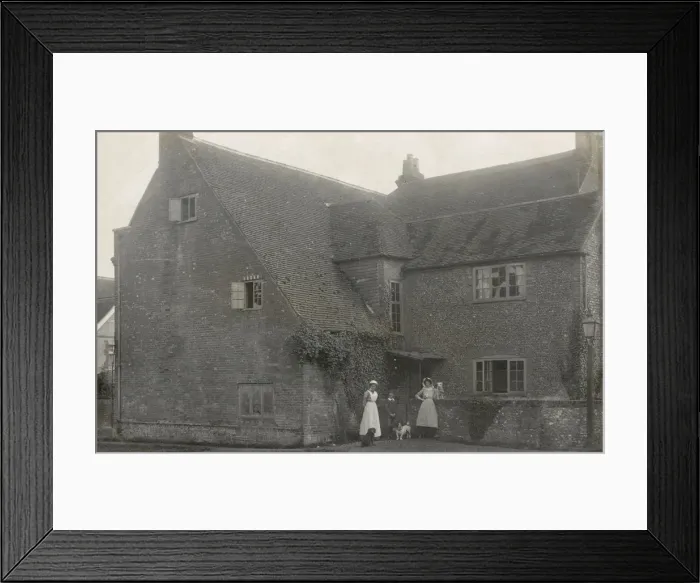 Framed Print : Two women and a boy with three dogs Framed Print : Two women and a boy with three dogs