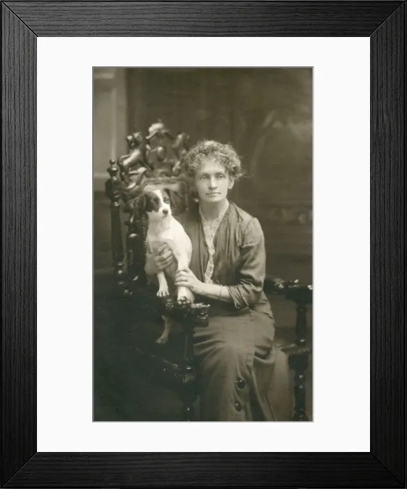 Framed Print : Studio portrait, woman with Jack Russell dog Framed Print : Studio portrait, woman with Jack Russell dog