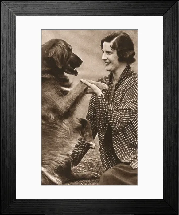 Framed Print : Lady Weymouth with a large dog Framed Print : Lady Weymouth with a large dog