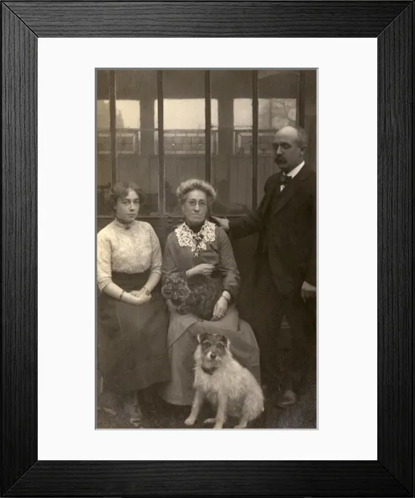 Framed Print : Family of three with a dog and a cat Framed Print : Family of three with a dog and a cat